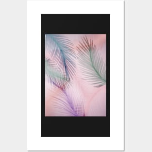 PRETTY PASTEL FEATHER DESIGN TROPICAL PALM ART PRINT Posters and Art